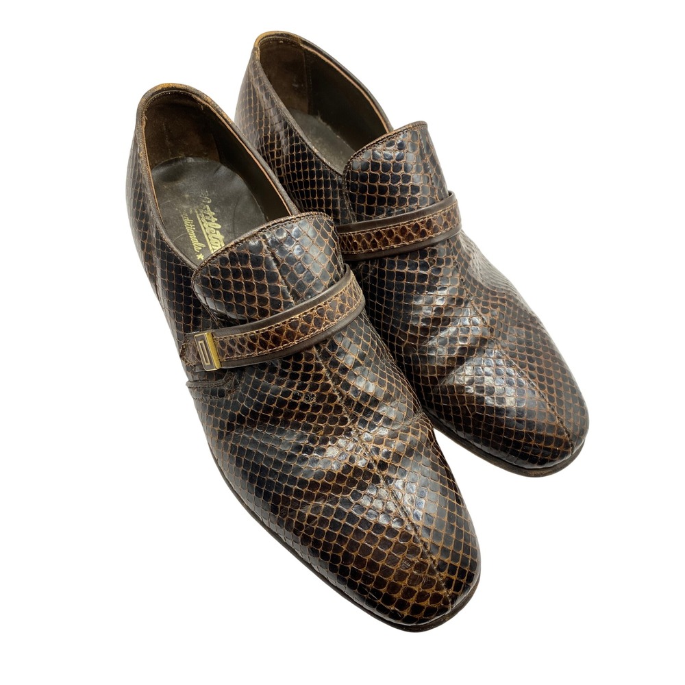 Nettleton Traditionals Brown Snakeskin Loafers Mens 9 Vintage Dress‎ Shoes